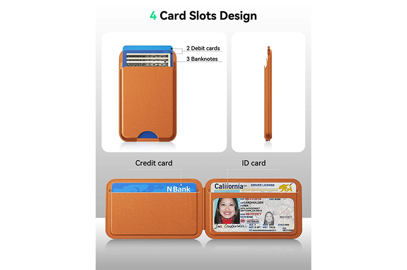 5-Card Leather Magnetic Wallet with RFID Blocking and Kickstand for iPhone 12-17 Series (Support OEM/ODM)